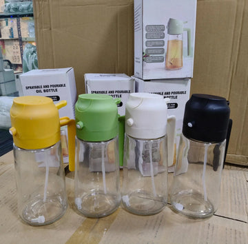 Premium 2-in-1 Oil Spray Bottle Dispenser for Kitchen | Healthy Cooking Oil Sprayer |
